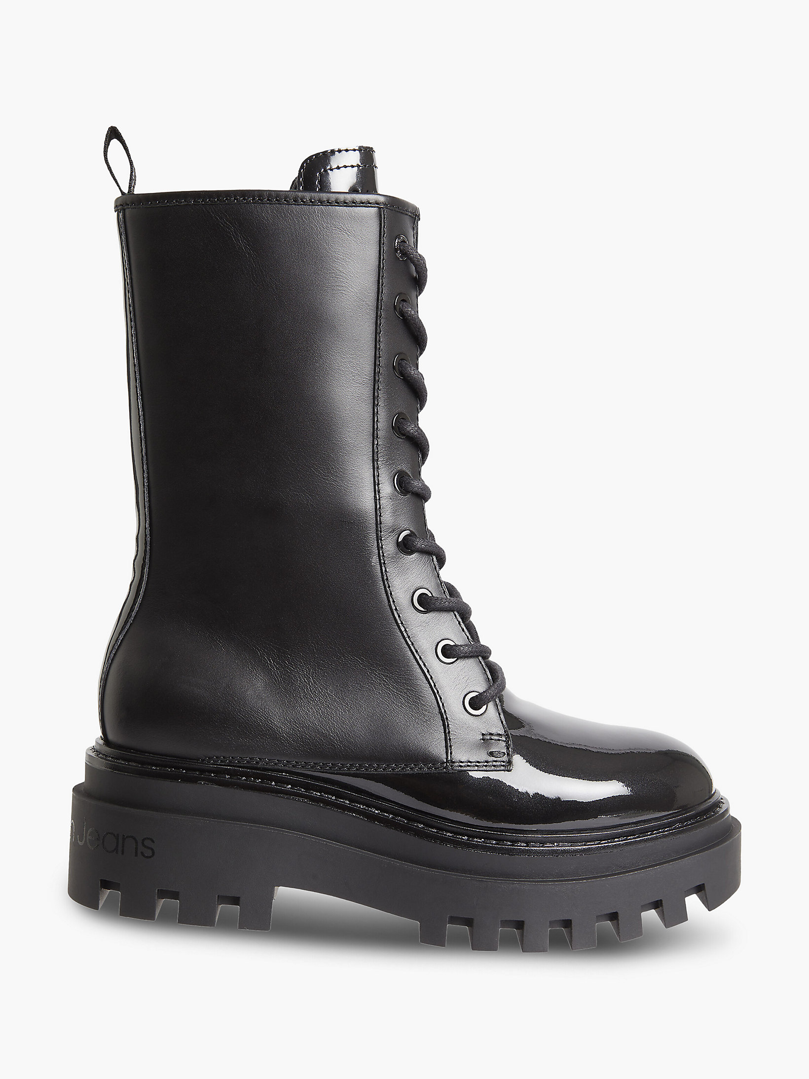 Black Leder-Boots Mit Plateau-Sohle undefined Damen Calvin Klein