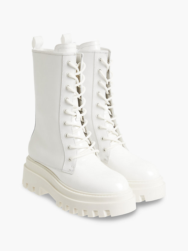 white leder-boots mit plateau-sohle für damen - calvin klein jeans