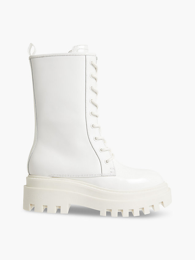 white leder-boots mit plateau-sohle für damen - calvin klein jeans