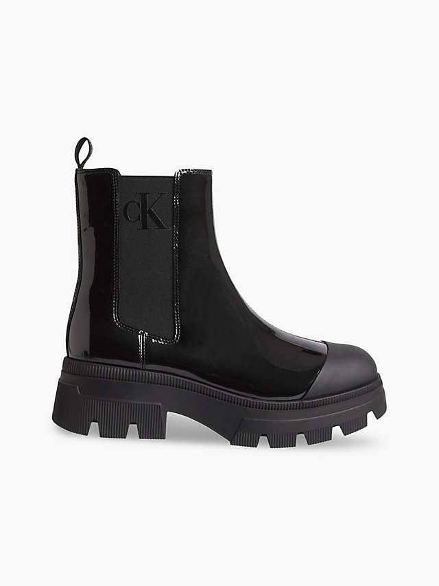 Black Chunky Chelsea-Boots Aus Lackleder undefined Damen Calvin Klein