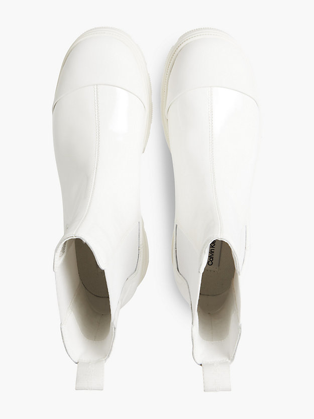 WHITE Patent Chunky Chelsea Boots for women CALVIN KLEIN JEANS