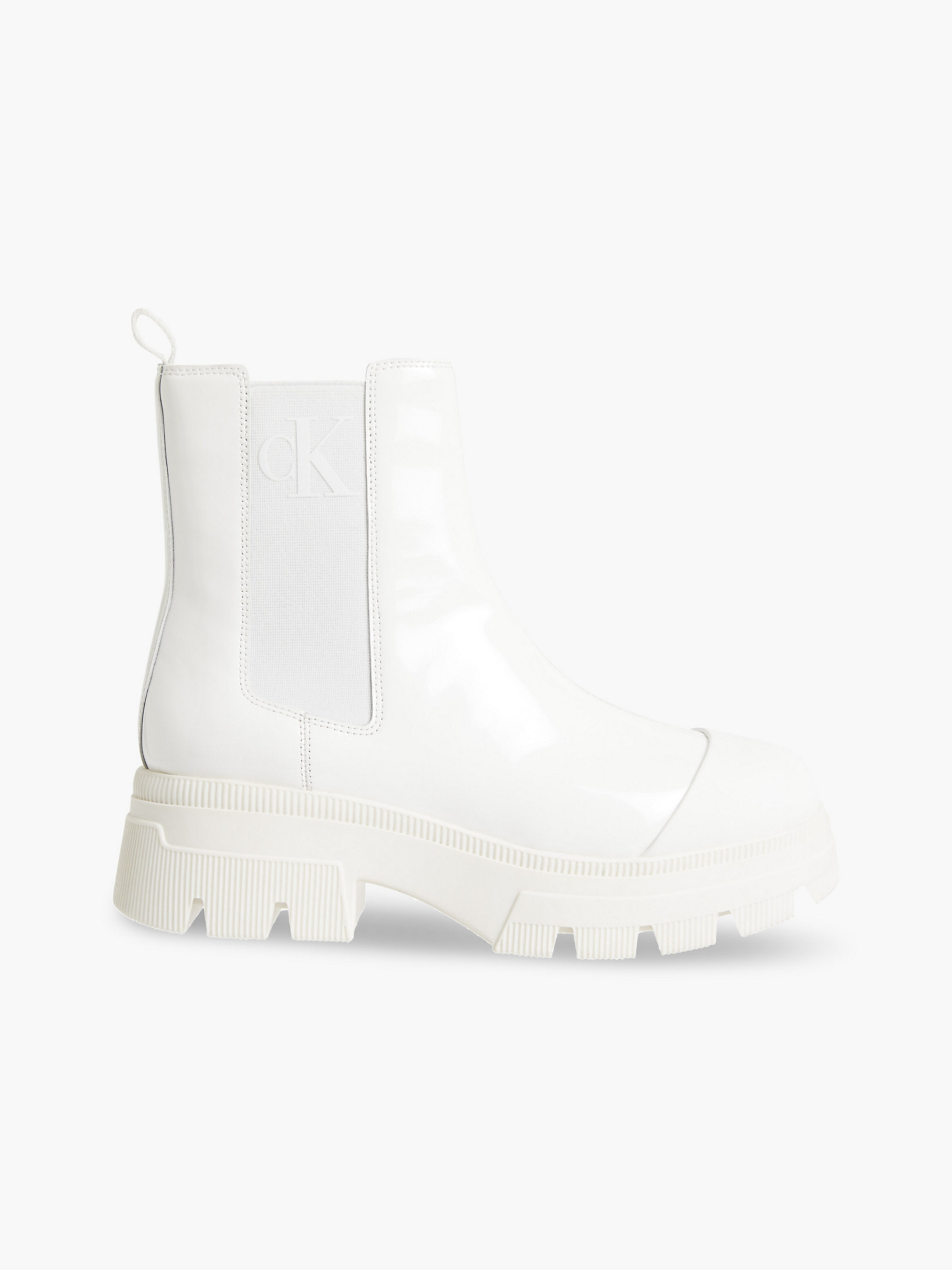 White Chunky Chelsea-Boots Aus Lackleder undefined Damen Calvin Klein