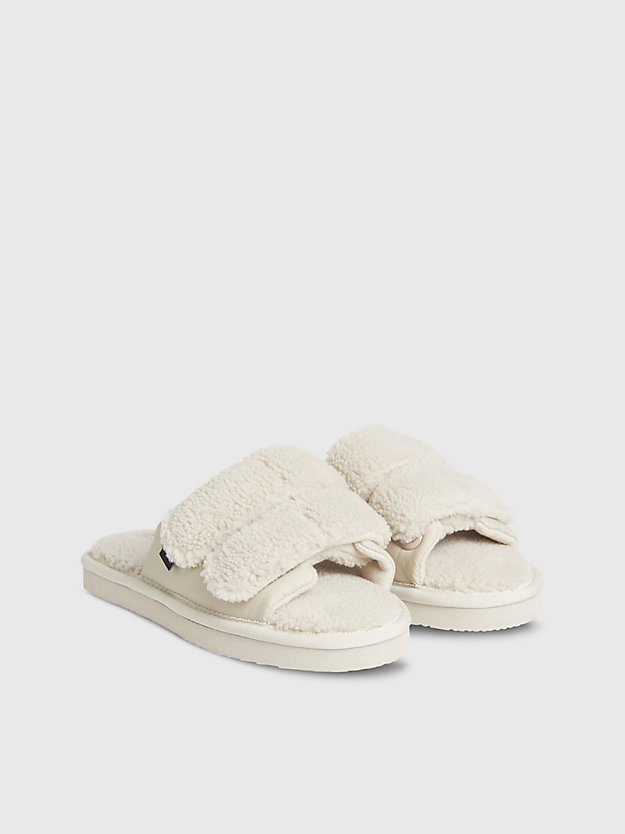EGGSHELL Recycled Faux Shearling Slippers for women CALVIN KLEIN JEANS