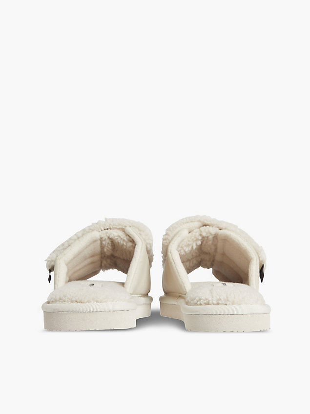 beige recycled faux shearling slippers for women calvin klein jeans