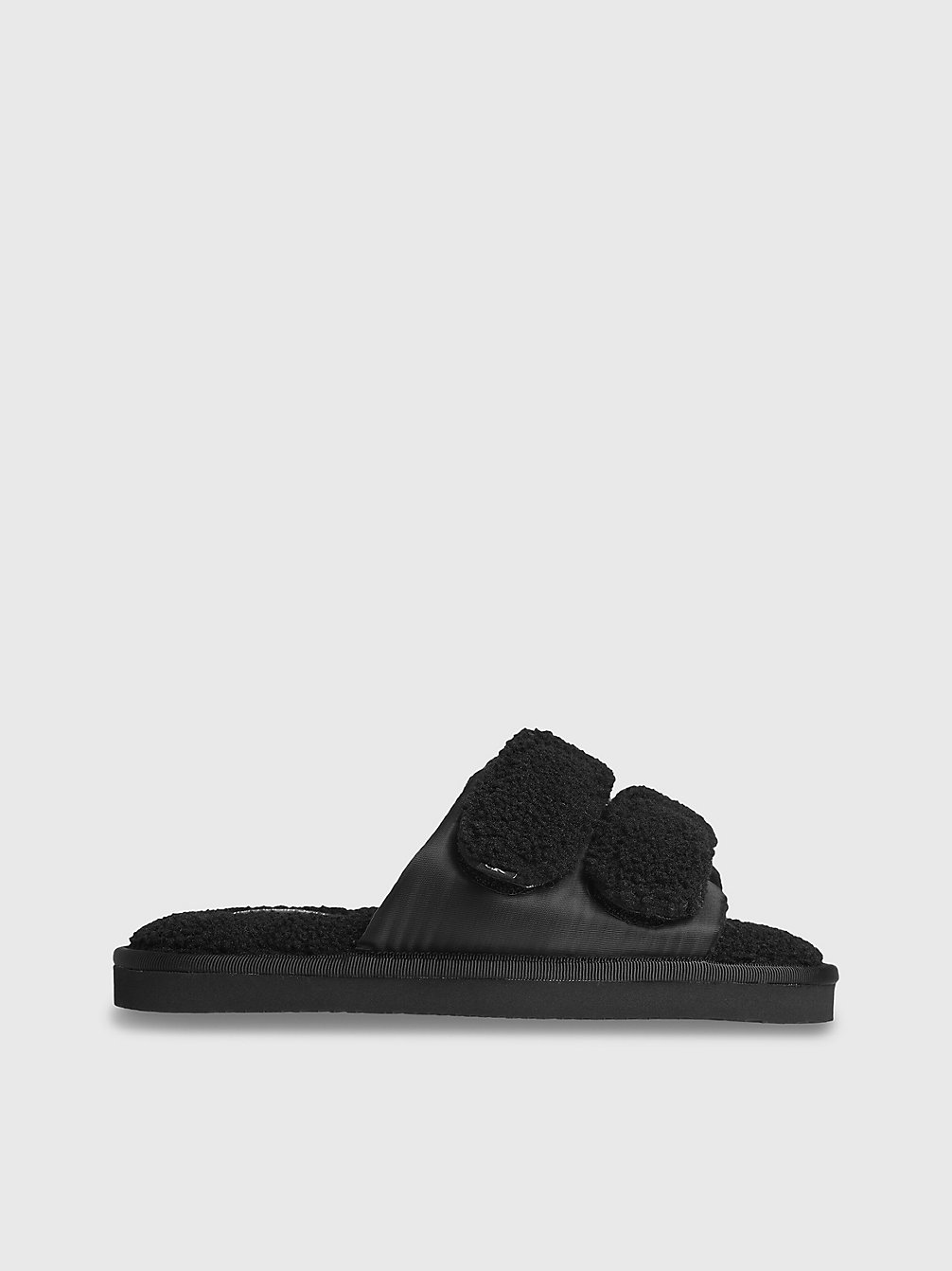 BLACK Recycled Faux Shearling Slippers undefined women Calvin Klein