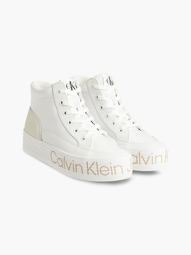 WHITE Sneaker a collo alto con plateau riciclate da donna CALVIN KLEIN JEANS