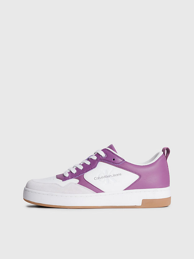 AMETHYST/WHITE/GHOST GREY Leather Trainers for women CALVIN KLEIN JEANS