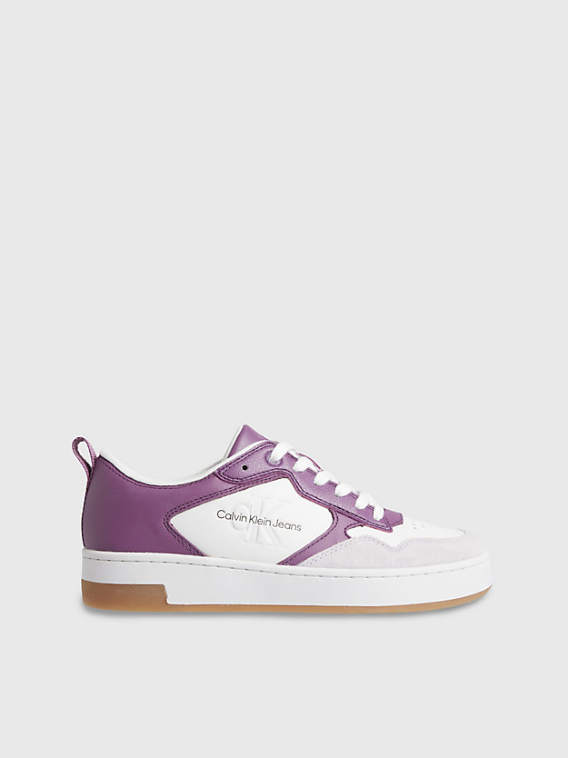 AMETHYST/WHITE/GHOST GREY Leather Trainers for women CALVIN KLEIN JEANS