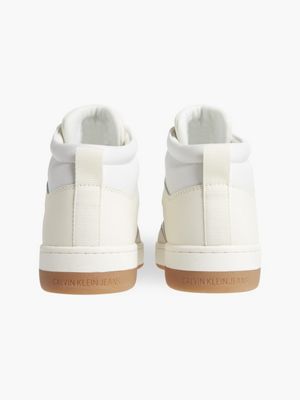 IVORY/BRIGHT WHITE Leather High-Top Trainers for women CALVIN KLEIN JEANS