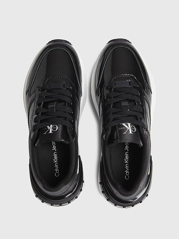 BLACK Patent Leather Chunky Trainers for women CALVIN KLEIN JEANS