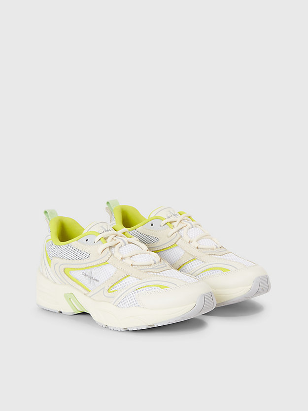 bright white/sulphur/oyster leather trainers for women calvin klein jeans