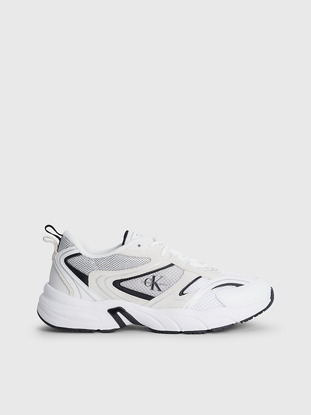 BRIGHT WHITE/BLACK Leather Trainers for women CALVIN KLEIN JEANS