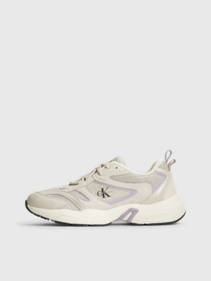 EGGSHELL/LAVENDER AURA Leather Trainers for women CALVIN KLEIN JEANS