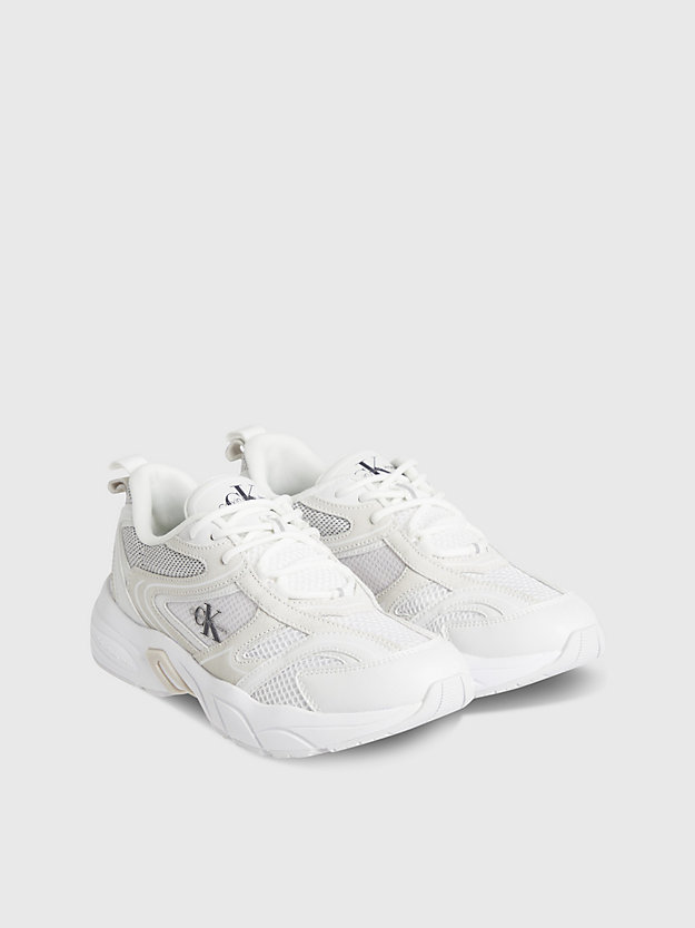 WHITE Leather and Recycled Mesh Trainers for women CALVIN KLEIN JEANS