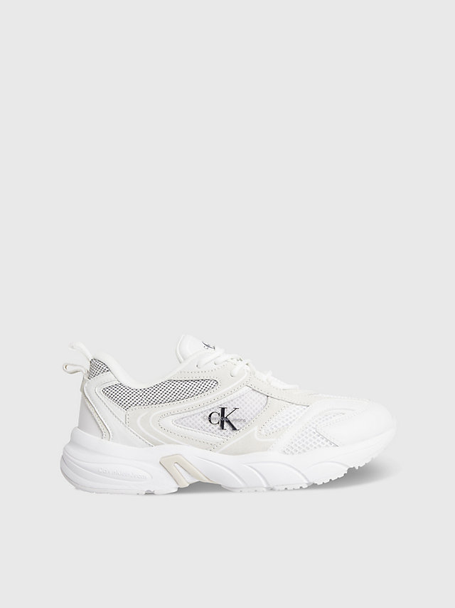 White Leather And Recycled Mesh Trainers undefined women Calvin Klein