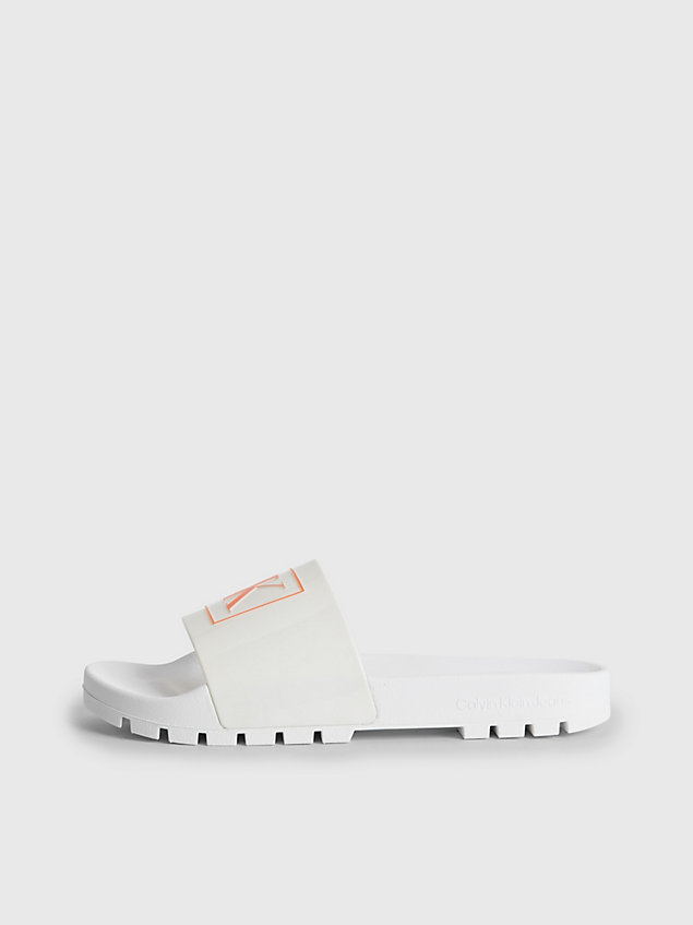 white logo-slippers für damen - calvin klein jeans