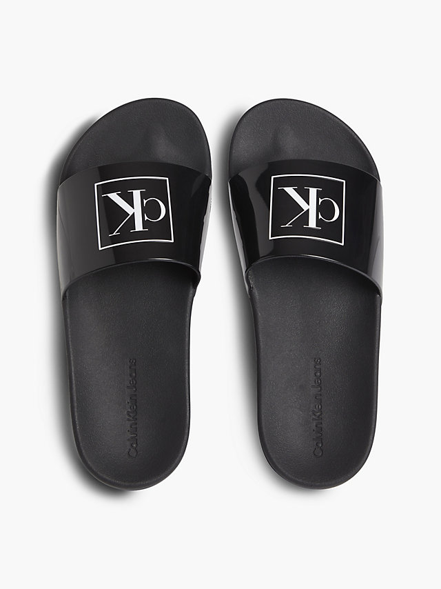 Black Logo-Slippers undefined Damen Calvin Klein