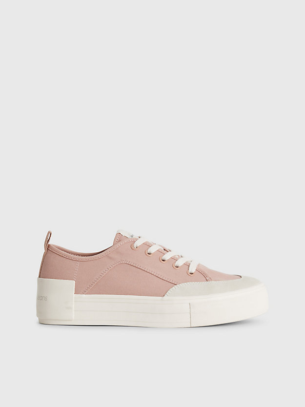 cafe creme/eggshell recycled canvas platform trainers for women calvin klein jeans