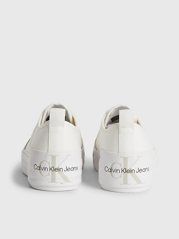 white/ancient white buty sportowe na platformie z przetworzonego materiału płóciennego dla kobiety - calvin klein jeans