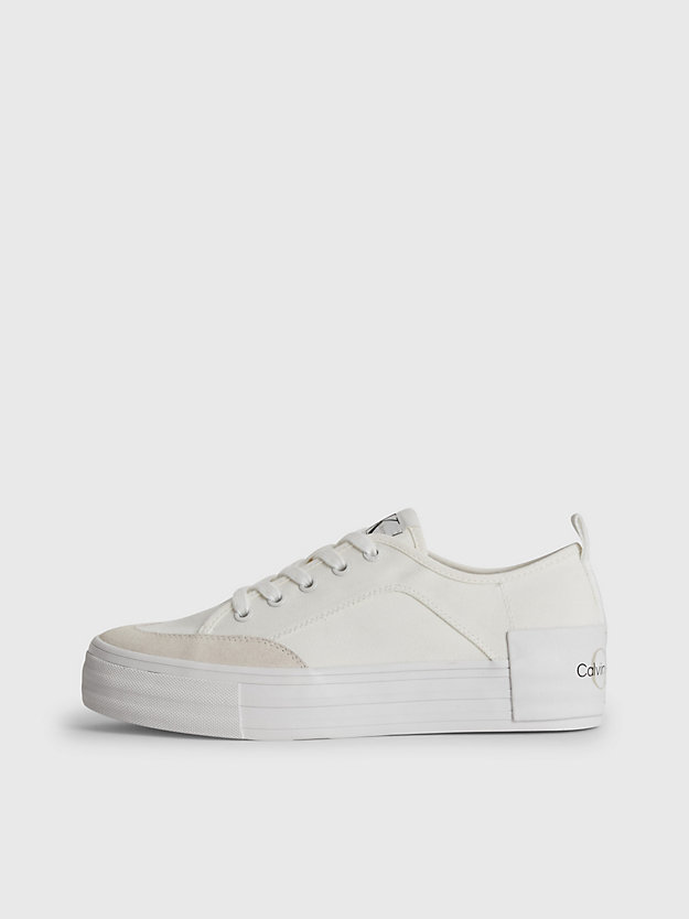 white/ancient white recycled canvas platform trainers for women calvin klein jeans