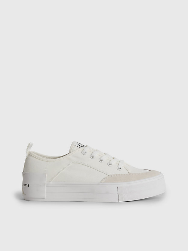 sneaker con plateau in tela riciclata white/ancient white da donna calvin klein jeans