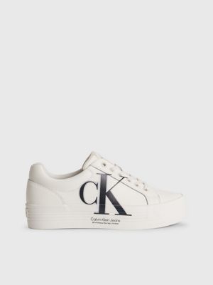 calvin klein white platform trainers