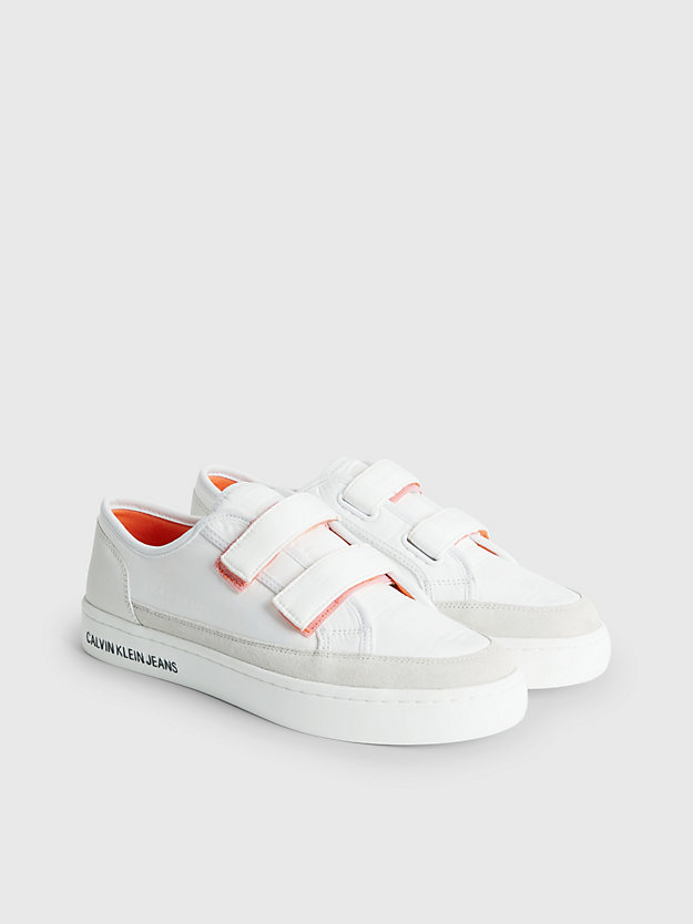 WHITE/CREAMY WHITE Gerecyclede sneakers met klittenband voor dames CALVIN KLEIN JEANS