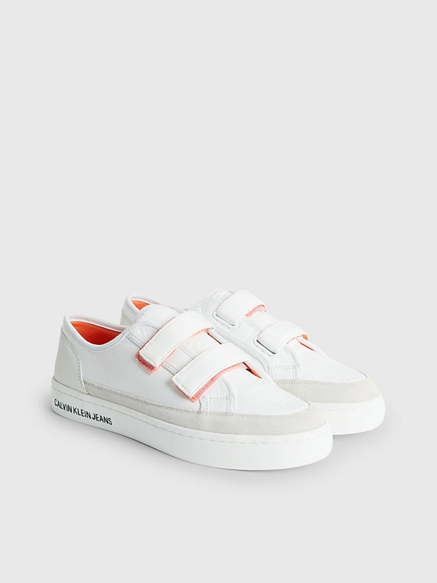 white gerecyclede sneakers met klittenband voor dames - calvin klein jeans