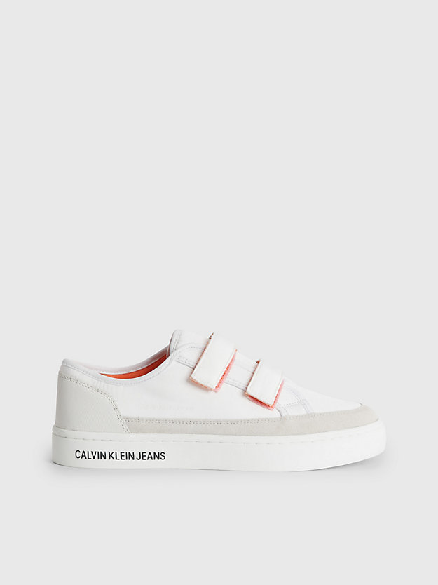 WHITE/CREAMY WHITE Recycelte Sneakers mit Klettverschluss für Damen CALVIN KLEIN JEANS