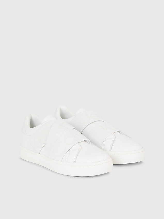 white leather slip-on trainers for women calvin klein jeans
