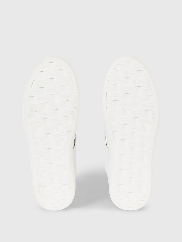 bright white/creamy white slip-on-sneakers aus leder für damen - calvin klein jeans