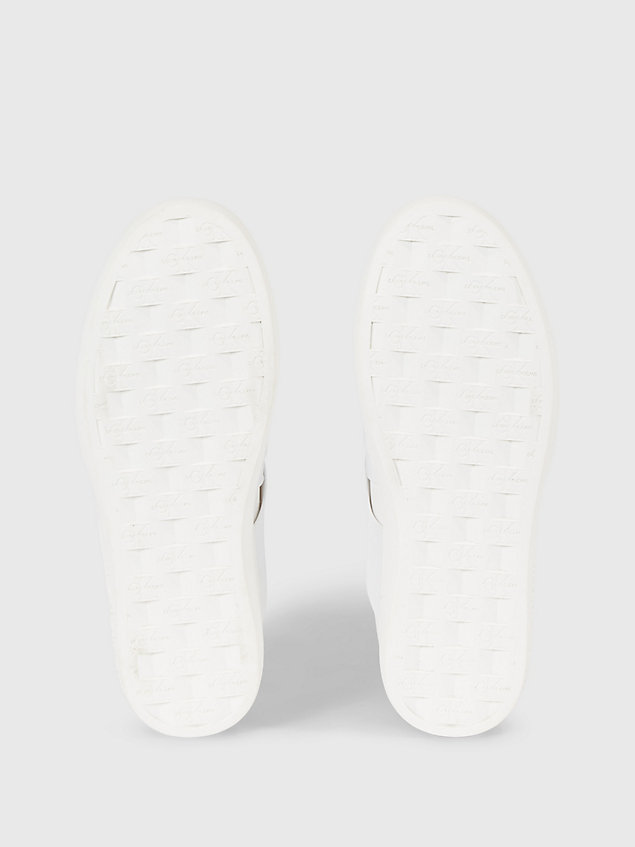 white skórzane wsuwane buty sportowe dla kobiety - calvin klein jeans