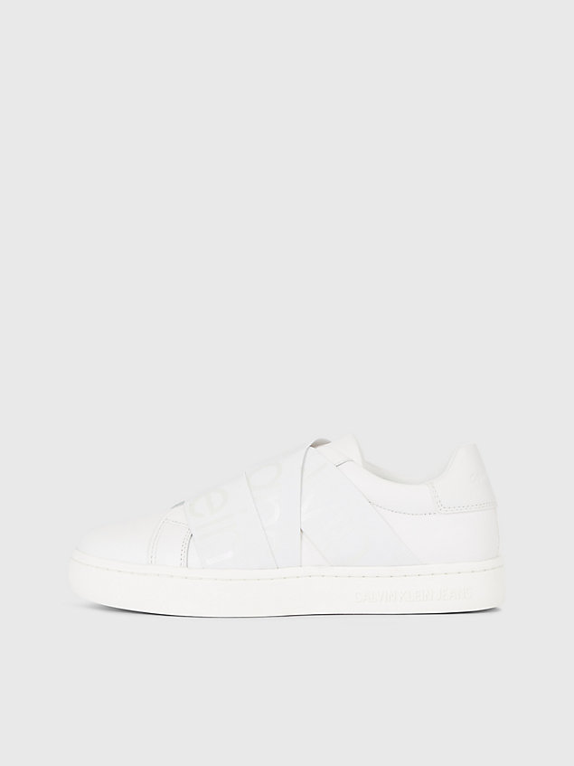 white leather slip-on trainers for women calvin klein jeans