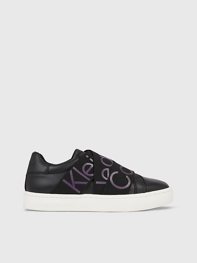 black leather slip-on trainers for women calvin klein jeans