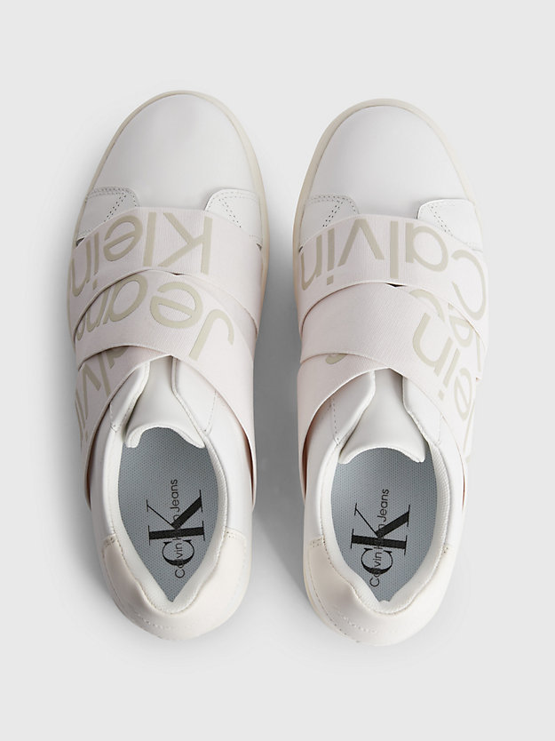 WHITE/ANCIENT WHITE Slip-on-Sneakers aus Leder für Damen CALVIN KLEIN JEANS