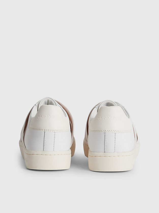 WHITE/ANCIENT WHITE Leather Slip-On Trainers for women CALVIN KLEIN JEANS