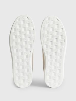 eggshell/ancient white leather trainers for women calvin klein jeans
