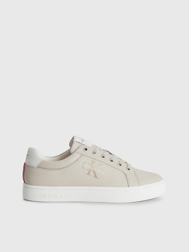 eggshell/ancient white leather trainers for women calvin klein jeans