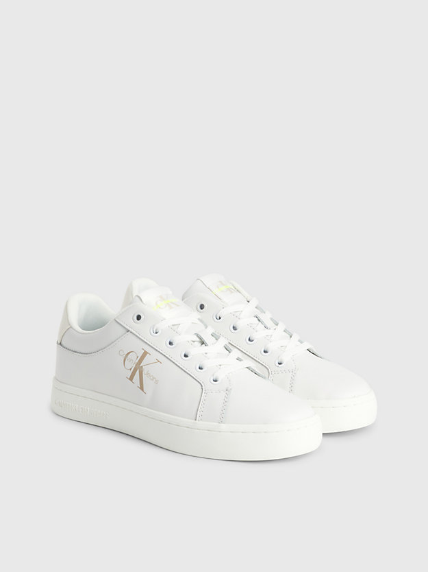 white/ancient white leather trainers for women calvin klein jeans