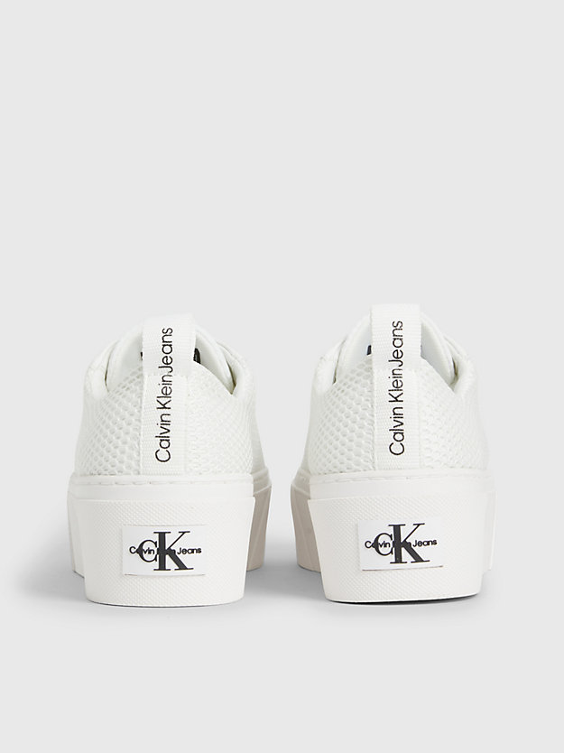 WHITE/CREAMY WHITE/BLACK Siateczkowe buty sportowe na platformie z przetworzonych materiałów dla Kobiety CALVIN KLEIN JEANS