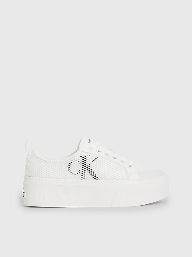 White/creamy White/black Plateau-Sneakers Aus Recyceltem Mesh-Material undefined Damen Calvin Klein