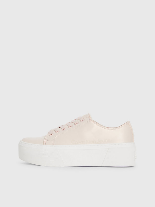 peach blush recycled satin platform trainers for women calvin klein jeans