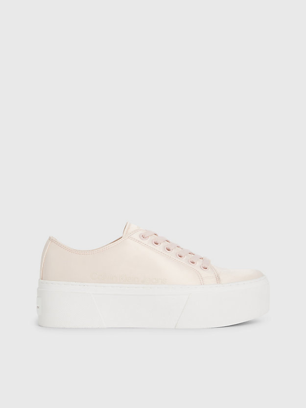 peach blush recycled satin platform trainers for women calvin klein jeans
