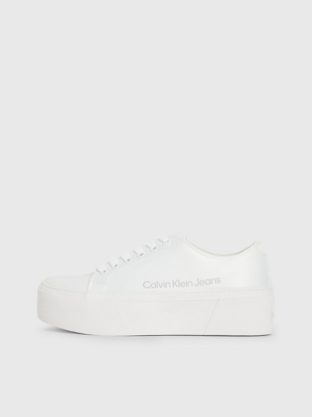 white recycled satin platform trainers for women calvin klein jeans