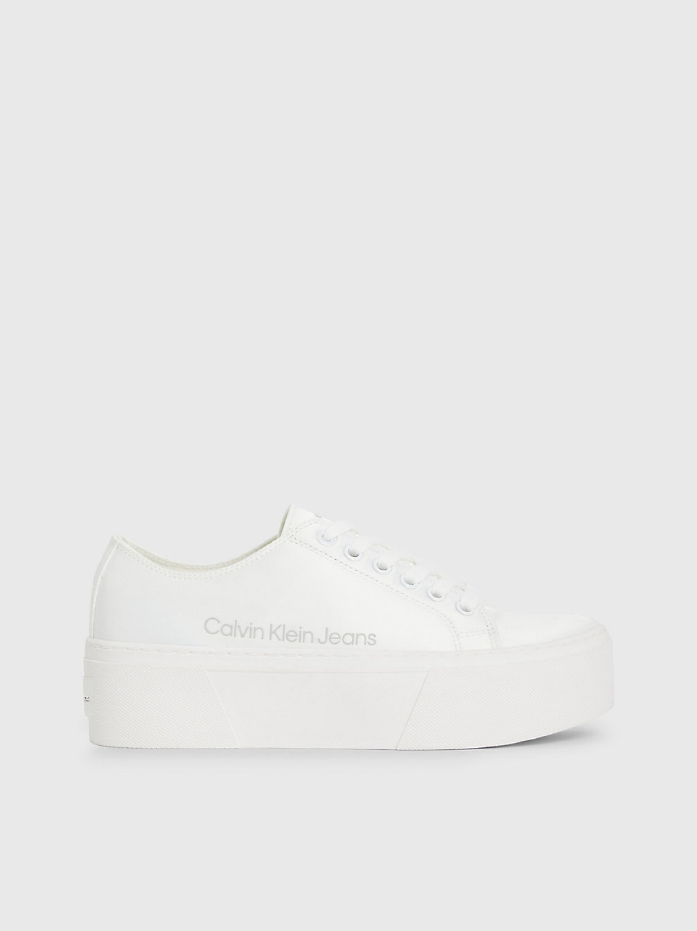 WHITE > Buty Sportowe Na Platformie Z Przetworzonej Satyny > undefined Kobiety - Calvin Klein