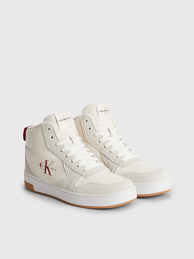 ancient white/eggshell leather high-top trainers for women calvin klein jeans