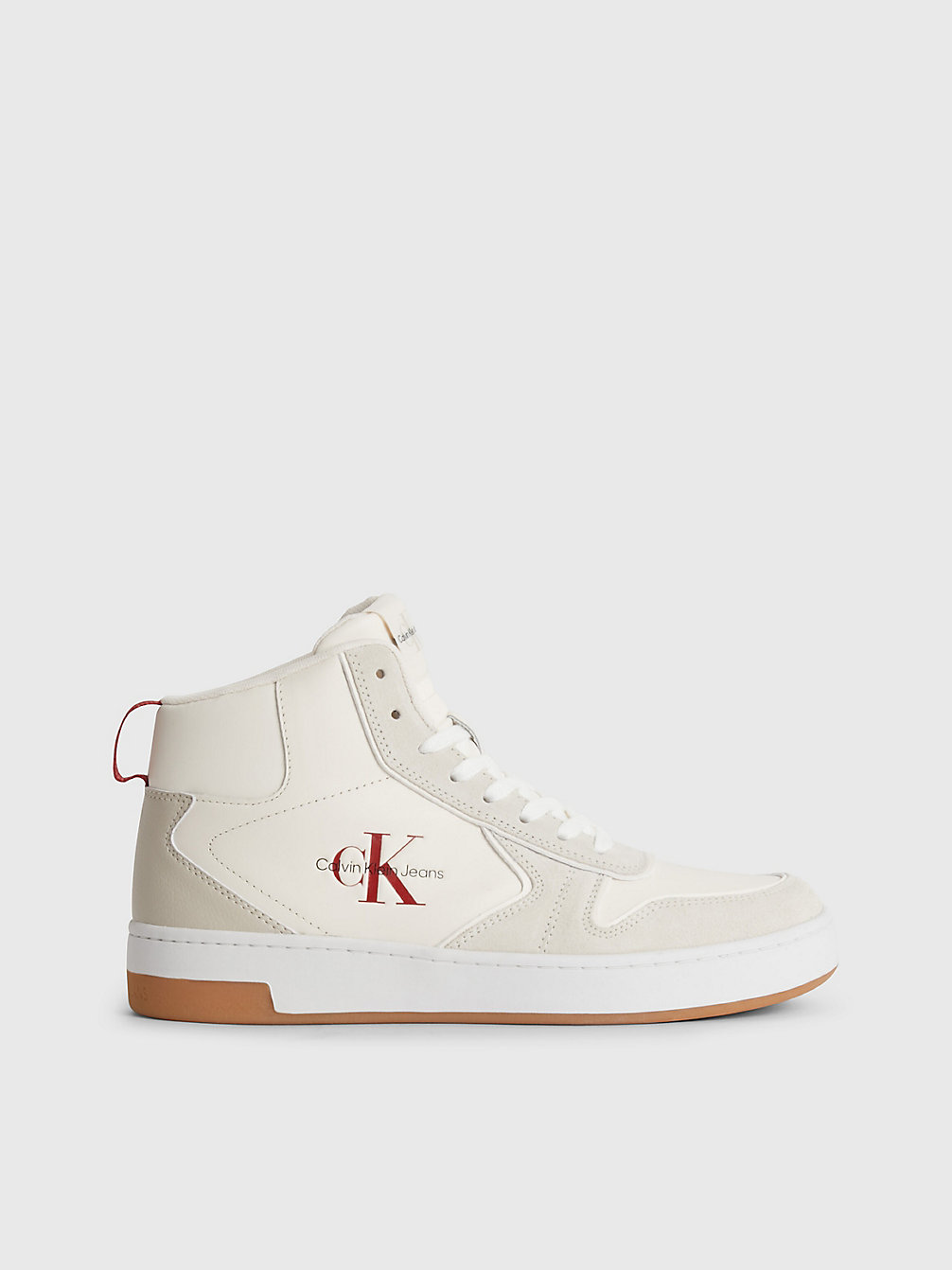 ANCIENT WHITE/EGGSHELL Leather High-Top Trainers undefined women Calvin Klein