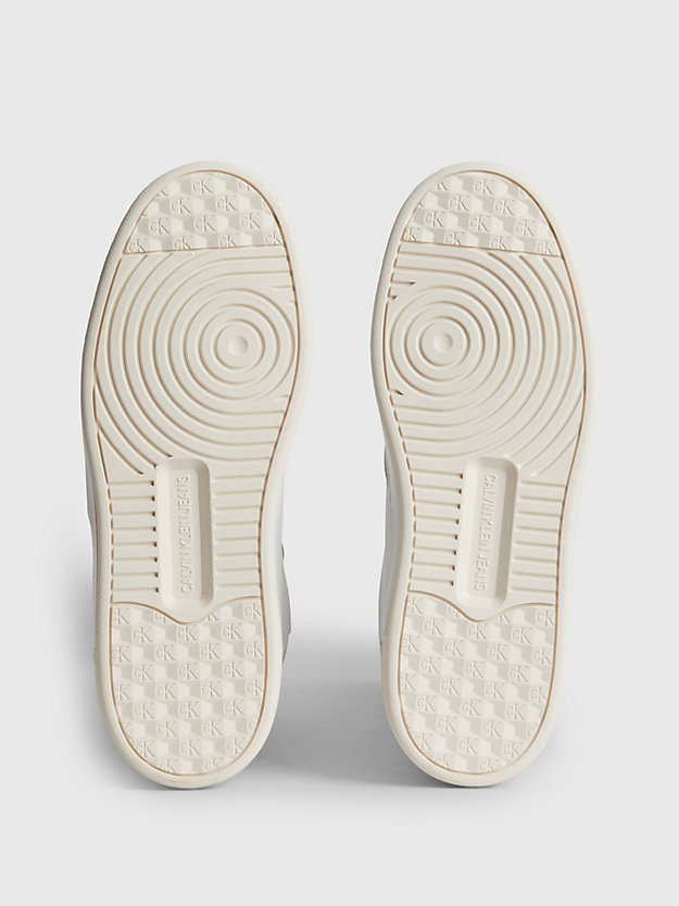 WHITE/ANCIENT WHITE Skórzane buty sportowe za kostkę dla Kobiety CALVIN KLEIN JEANS