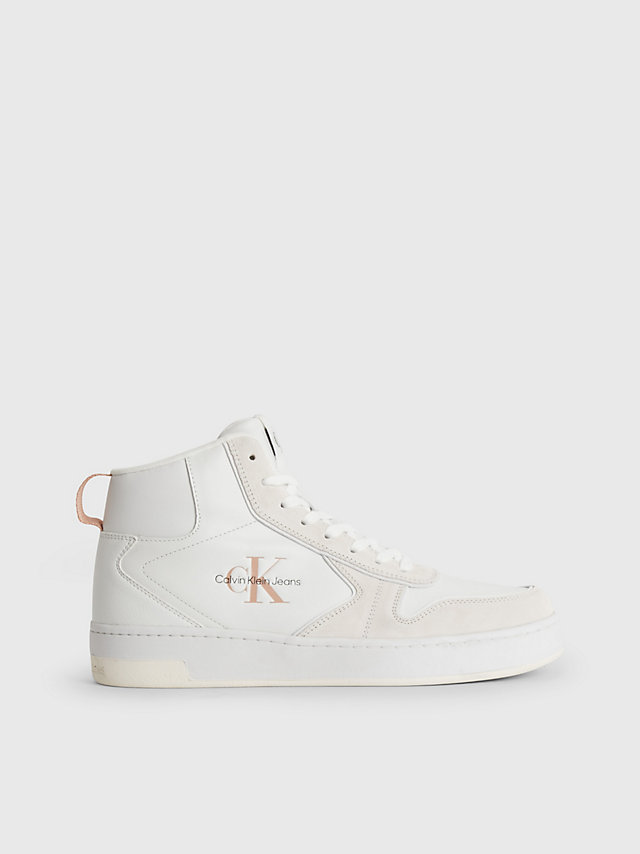 White/ancient White Leren High-Top Sneakers undefined dames Calvin Klein