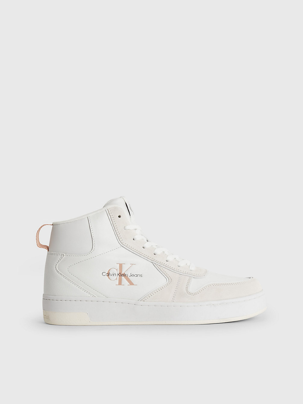 WHITE/ANCIENT WHITE Leather High-Top Trainers undefined women Calvin Klein
